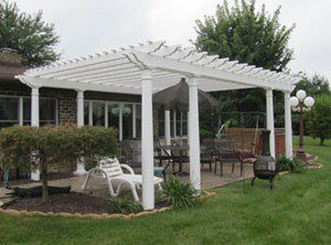 white vinyl pergola